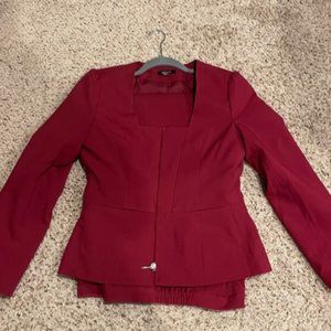 Metrostyle Cranberry Zipper Front Pant Suite, Size 8